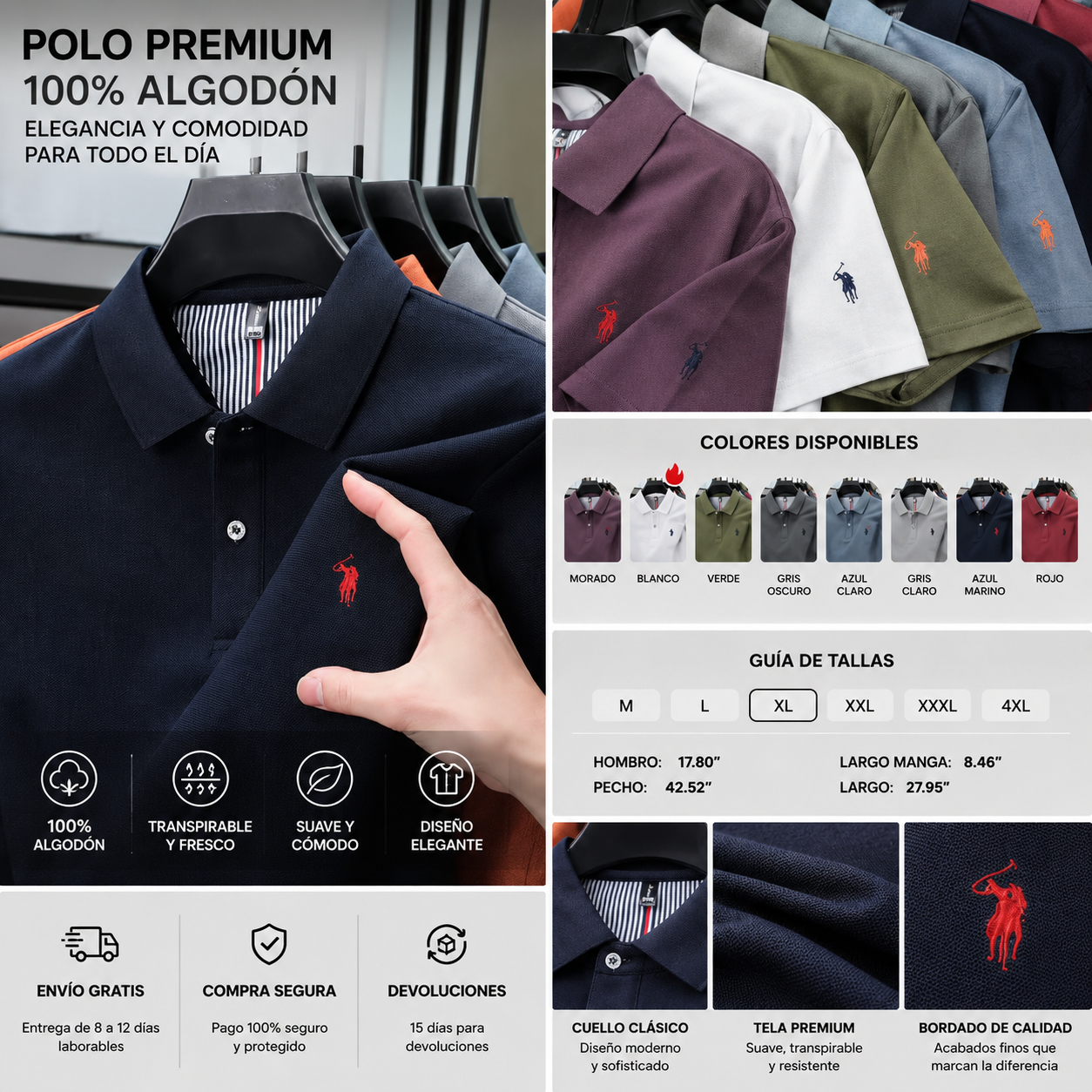 Polo Premium Hombre 100% Algodón | Elegancia, Comodidad y Estilo Casual